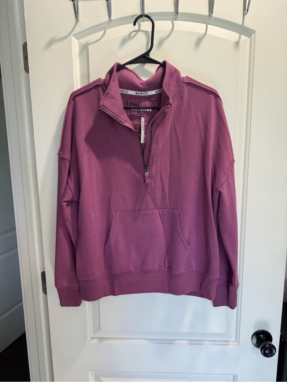 Maurices Half-Zip Pullover Sweatshirt in Mauve Pink